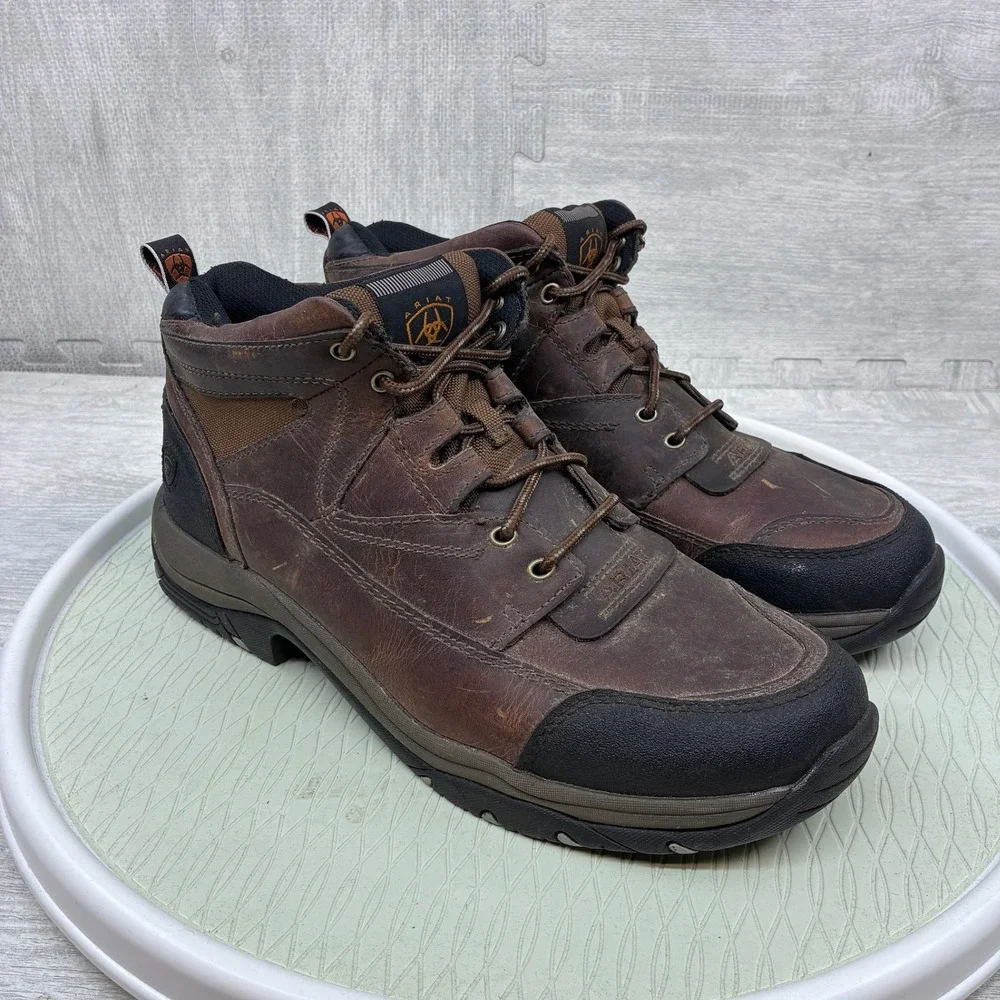 Ariat ATS Terrain Hiking Boots Mens 13 Brown Leather Waterproof Trail 10002182